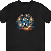 Beach Blaze Unisex Short Sleeve Tee, fire dancing shirt, tropical apparel, Black - Subtle Blue M